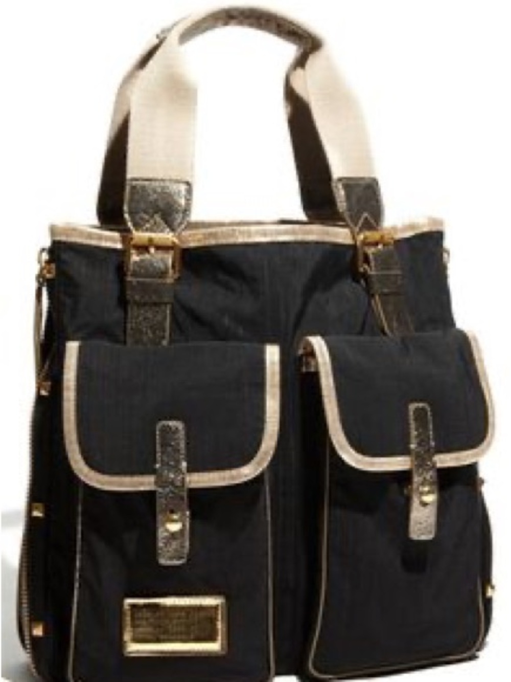 MARC by Marc Jacobs Rip Stop Tote EXPANDABLE STUDDED POCKETS ZIPPER Weekender
